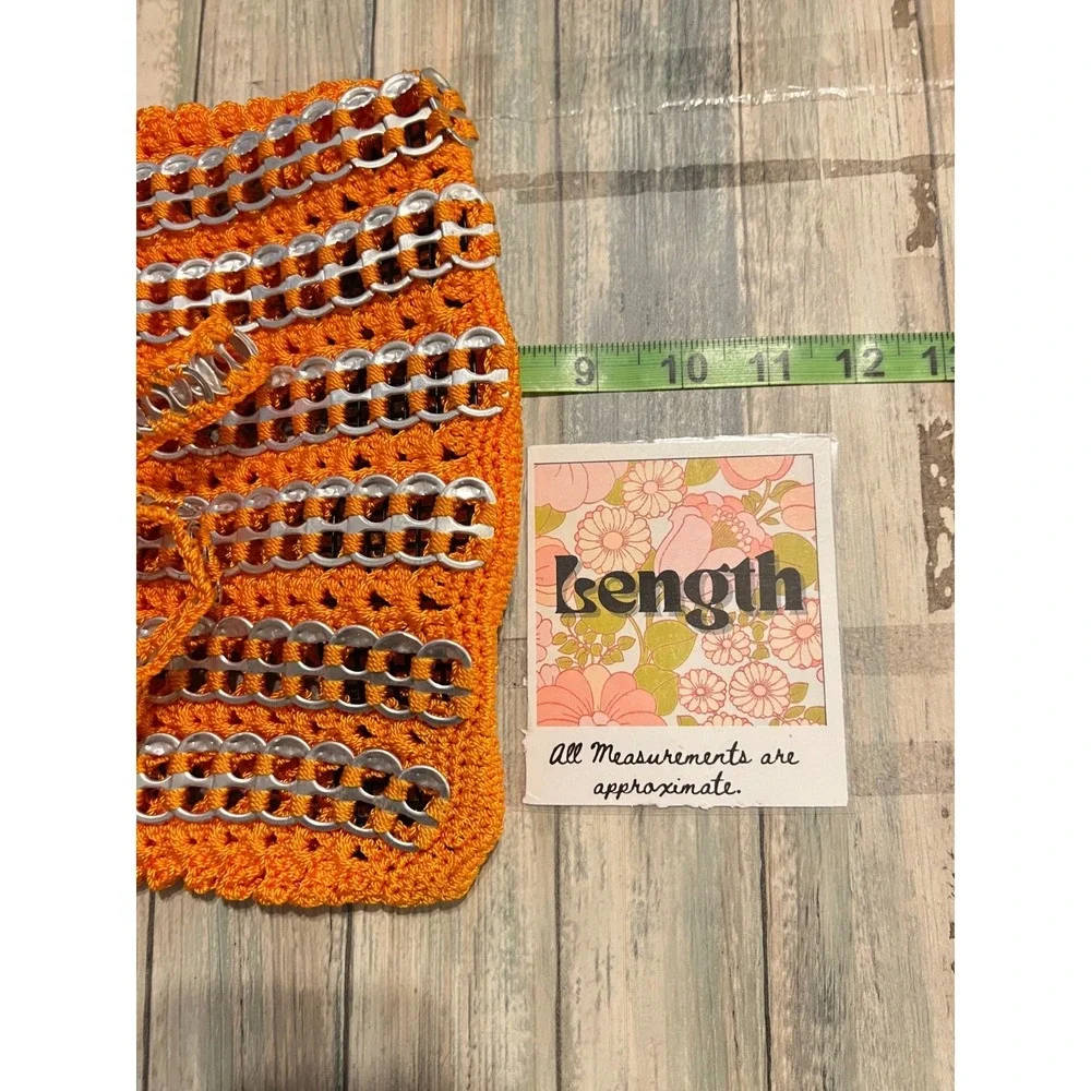 Hangmade Orange Soda Can Pull Tab Crocheted Crossbody Purse Y2K Upcycled Recycle